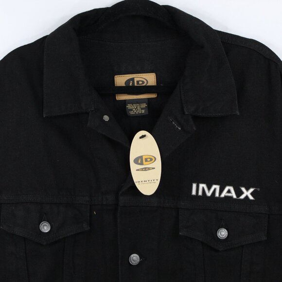 ID WEAR (IDENTITY) MEN'S BLACK DENIM JACKET EMBROIDERED "IMAX" SIZE XL; NWT - Picture 2 of 5